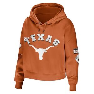 NWT WEAR BY ERIN ANDREWS TEXAS LONGHORNS MIXED MEDIA CROPPED HOODIE SZ S
